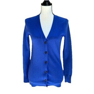 J.CREW Women’s Royal Blue Cashmere Button Front Cardigan Sweater XXS
